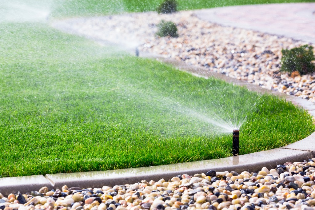 Water sprinkler in lawn