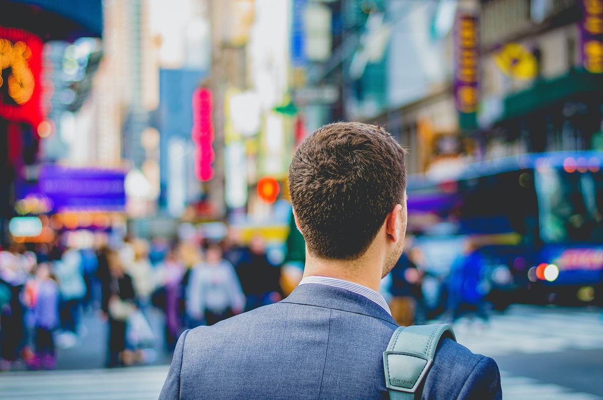 Man walking on the road